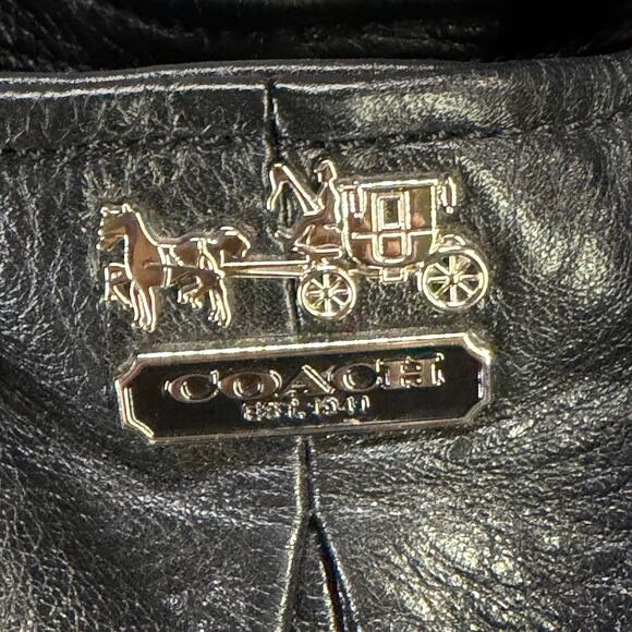 Coach Madison Maggie Shoulder Bag Black Pebbled Leather Designer Hobo Purse - Picture 9 of 16